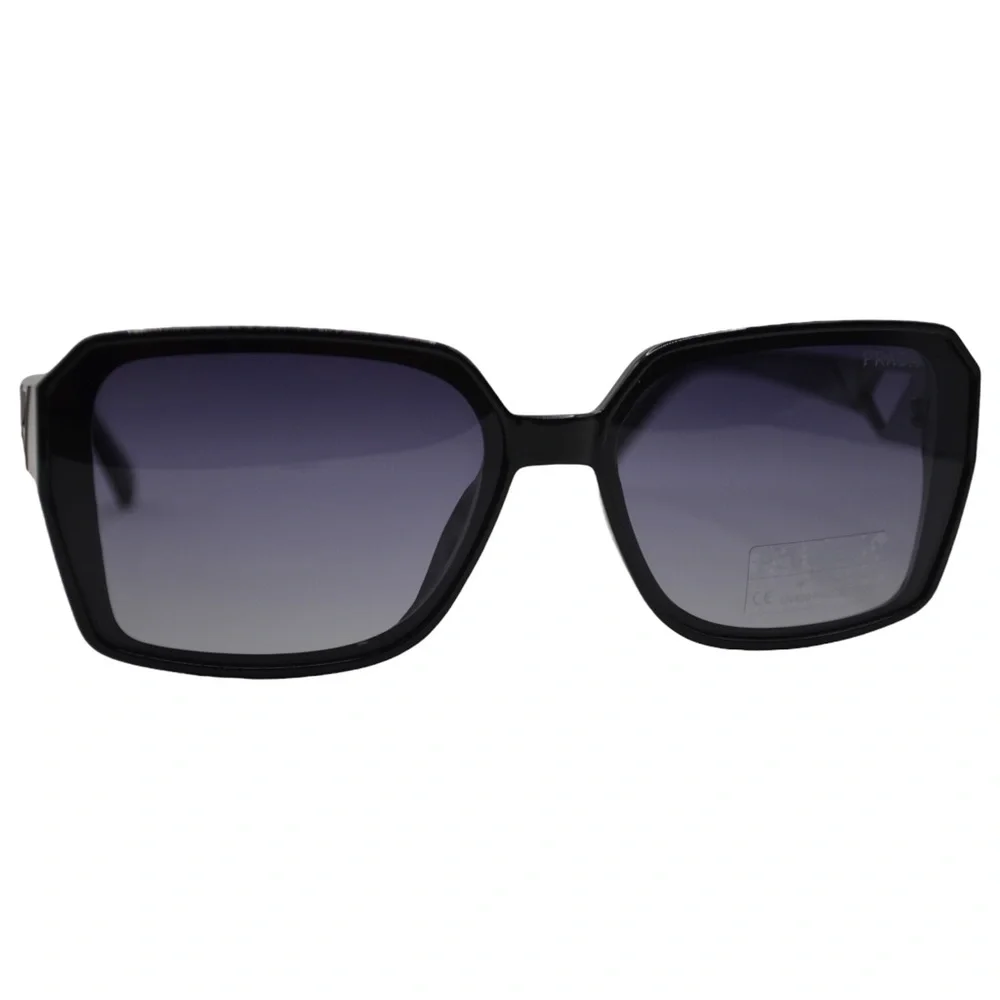 Prada Women’s Polarized Sunglasses | Black/Gunmetal | Gray-Purple Gradient - Picture 7 of 16